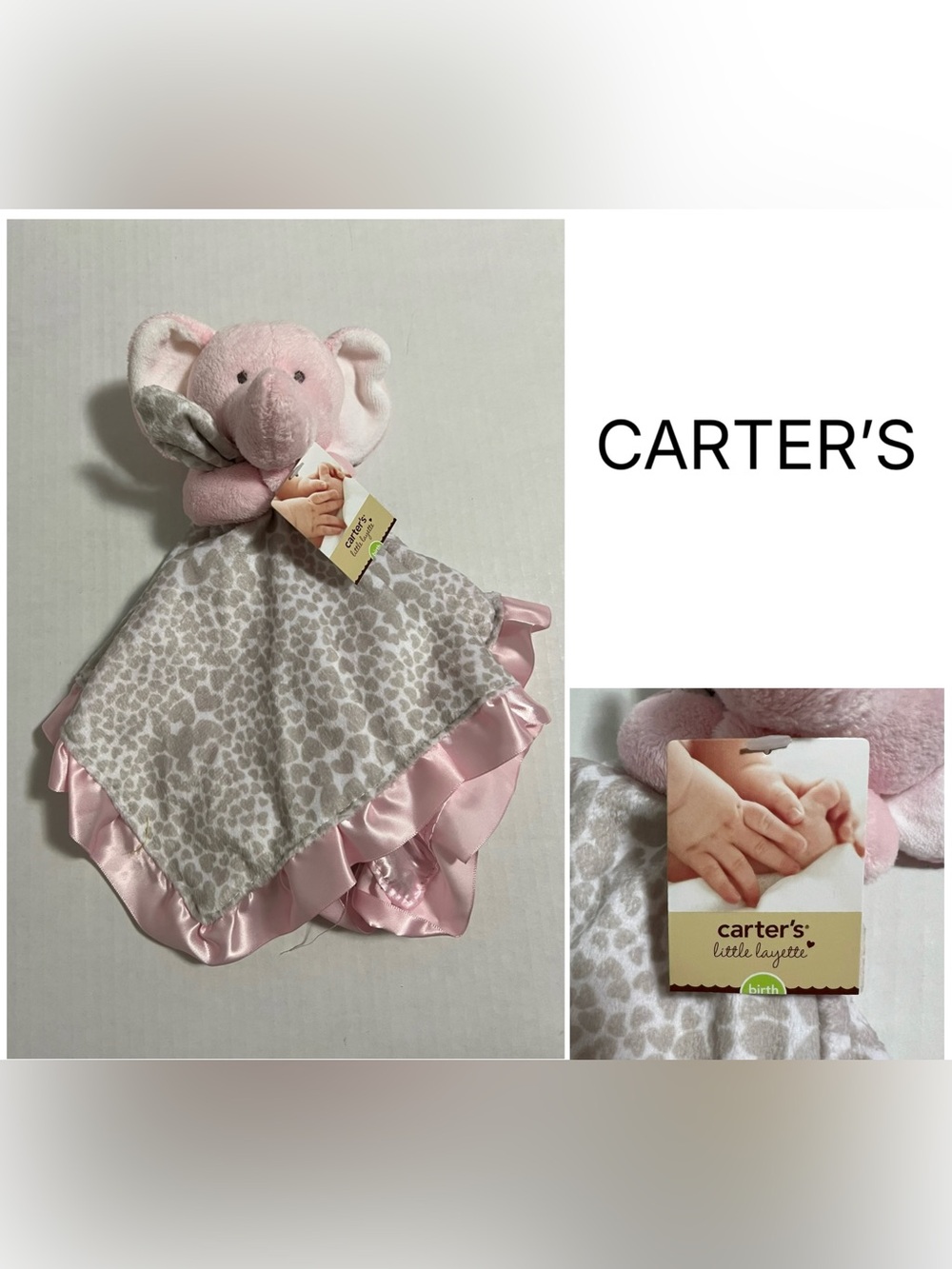 CARTER’S - NWT - INFANT ELEPHANT PLUSH SNUGGLE LOVEY BLANKET